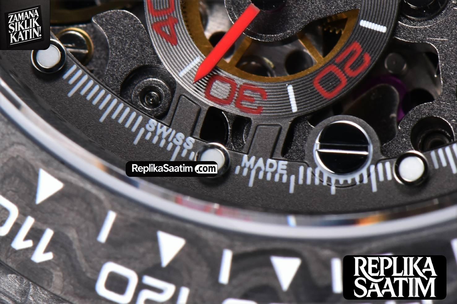 Daytona Montoya Carbon Fiber 40mm DIWF Skeleton Dial Red Hand Black Nylon Strap 4130 -09