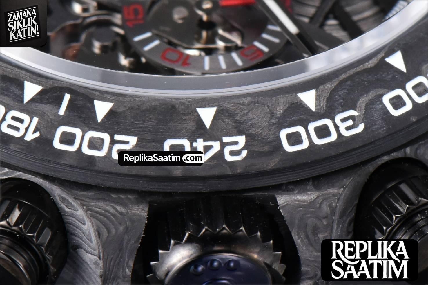 Daytona Montoya Carbon Fiber 40mm DIWF Skeleton Dial Red Hand Black Nylon Strap 4130 -13