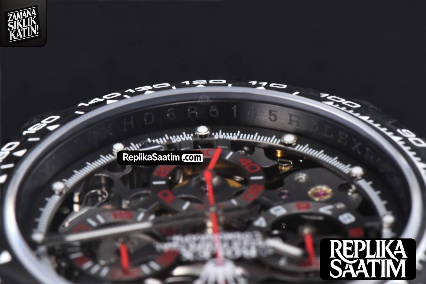 Daytona Montoya Carbon Fiber 40mm DIWF Skeleton Dial Red Hand Black Nylon Strap 4130 -18