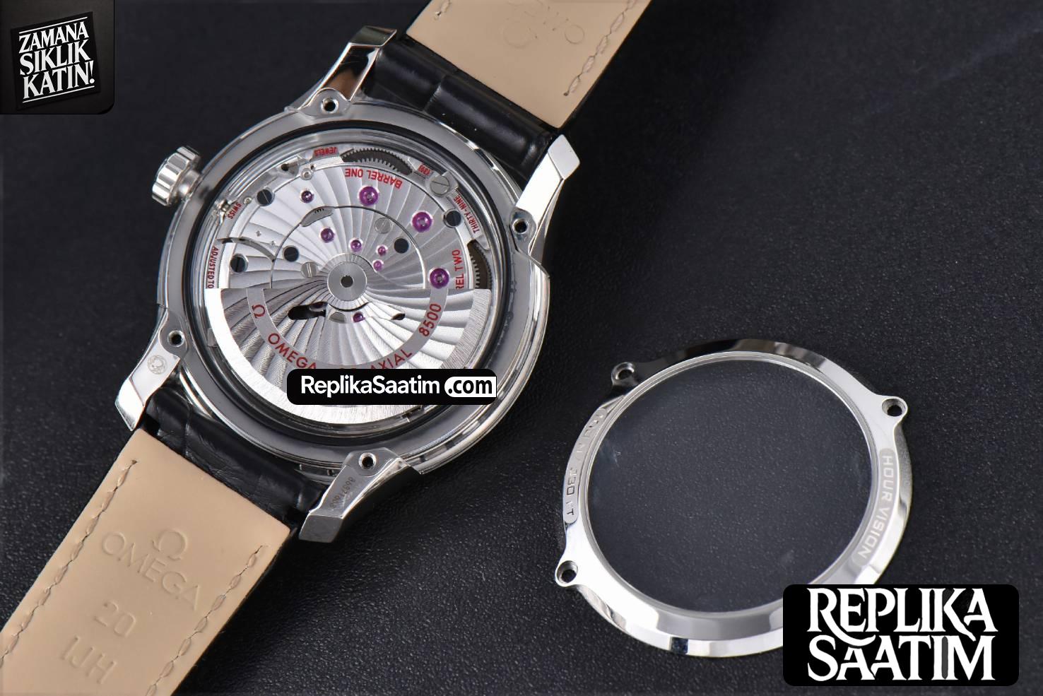 De Ville Hour Vision VSF 41MM Blue Dial Black Croco Strap A8500 -20
