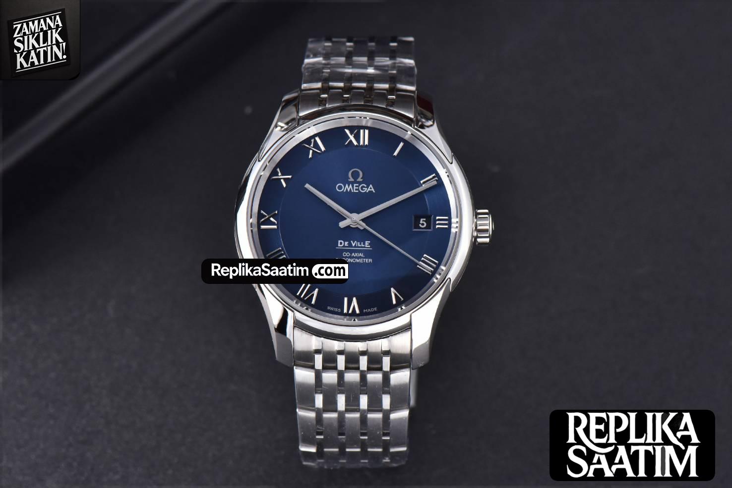 De Ville Hour Vision VSF 41MM Blue Dial SS Bracelet A8500 -01