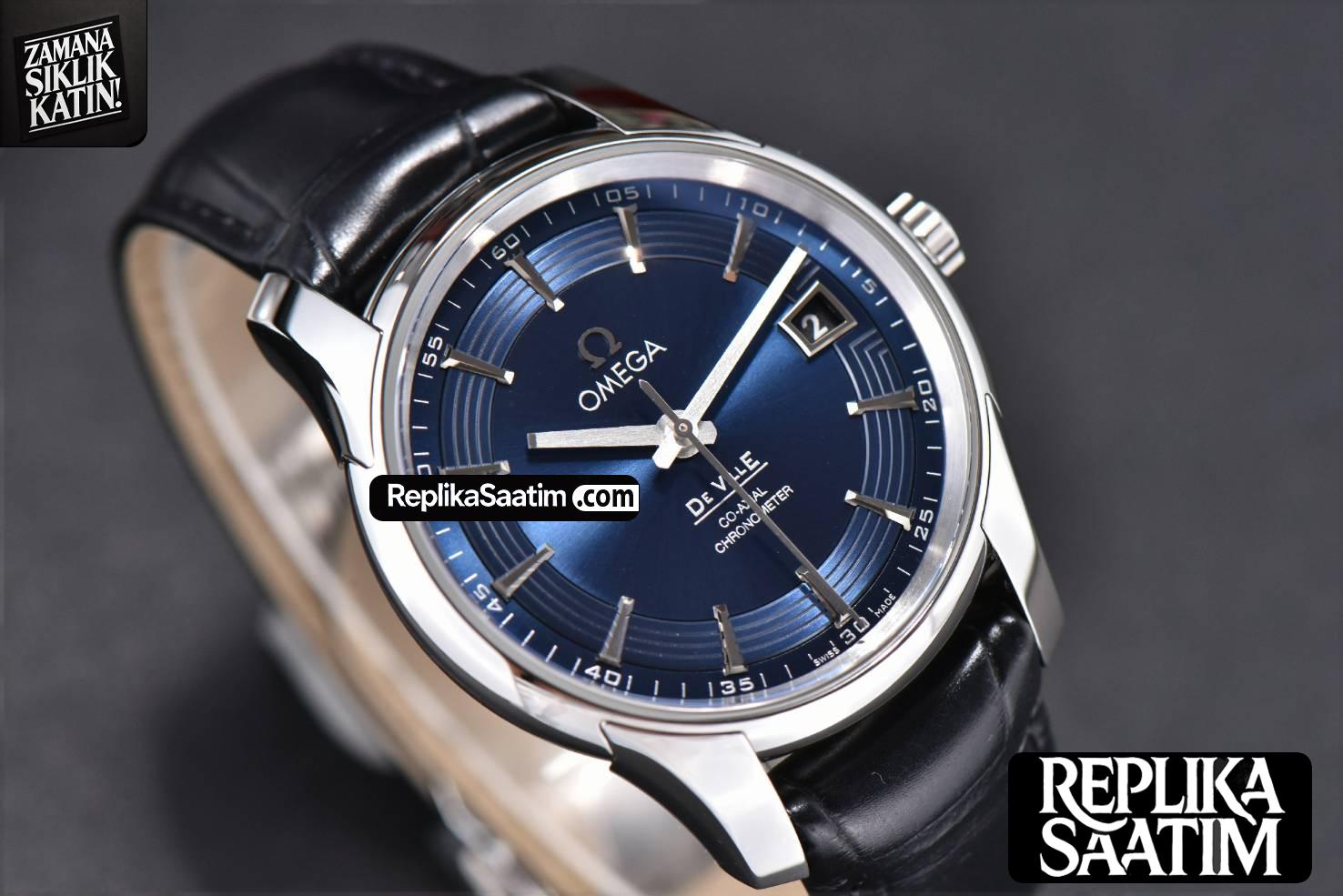 De Ville Hour Vision VSF 41MM Blue/Silver Dial Black Croco Strap A8500 -08