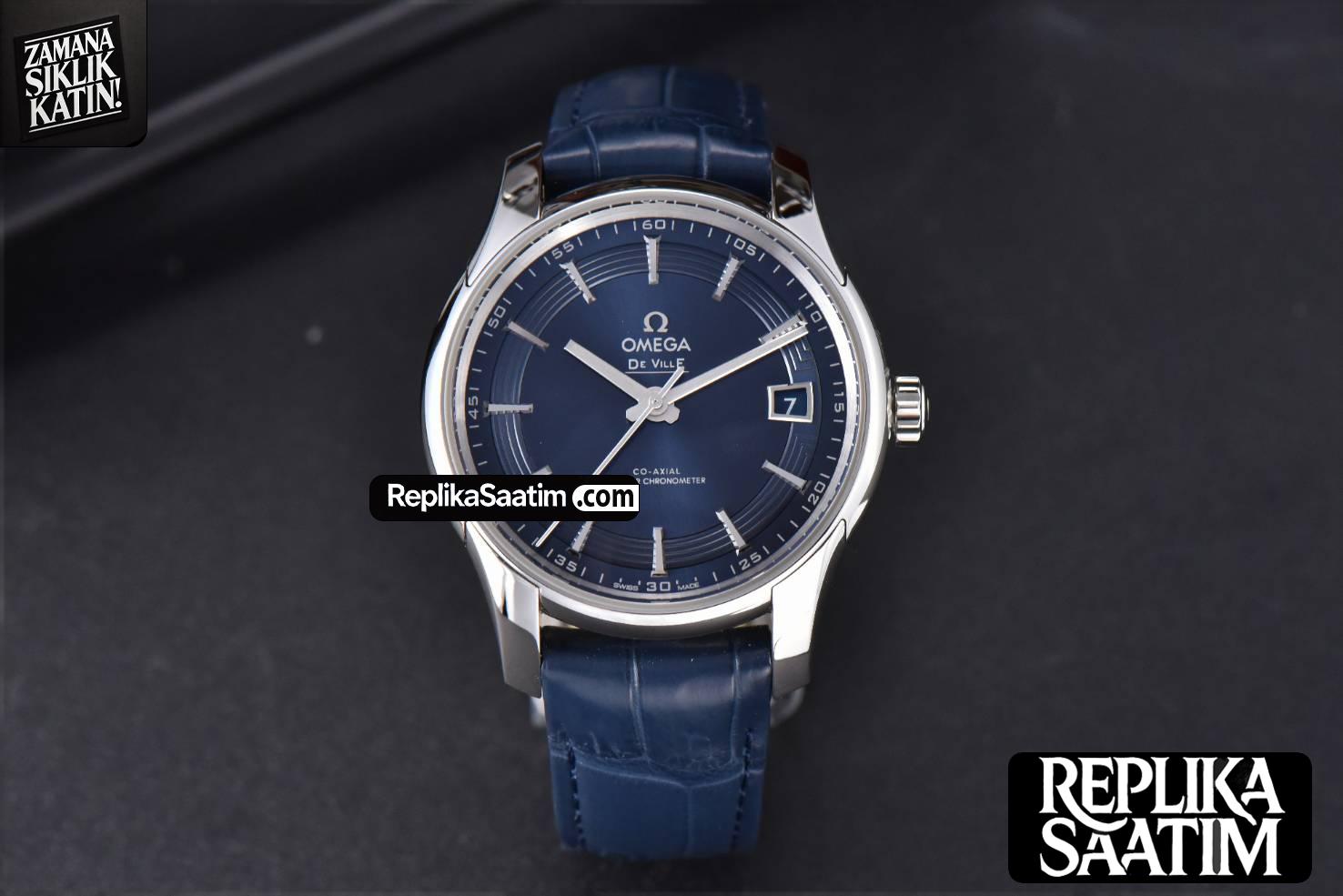 De Ville Hour Vision VSF 41MM Blue/Silver Dial Blue Croco Strap A8500 -01