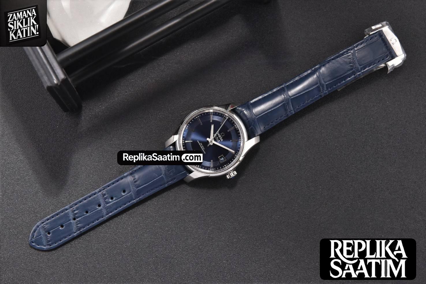 De Ville Hour Vision VSF 41MM Blue/Silver Dial Blue Croco Strap A8500 -20