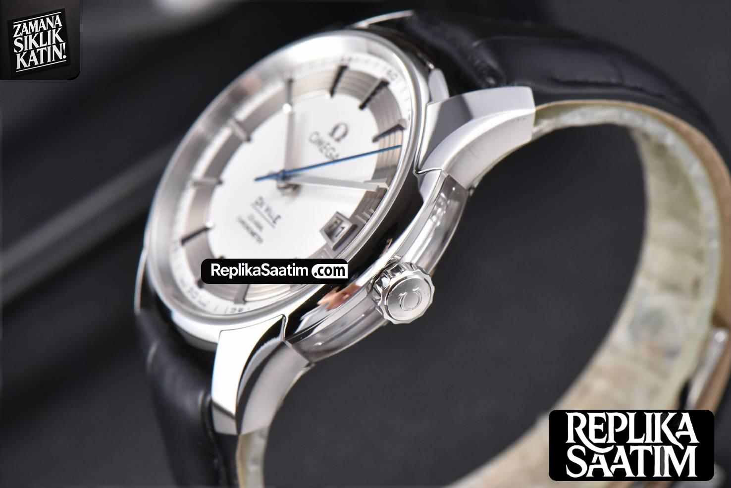 De Ville Hour Vision VSF 41MM White/Silver Dial Black Croco Strap A8500 -05