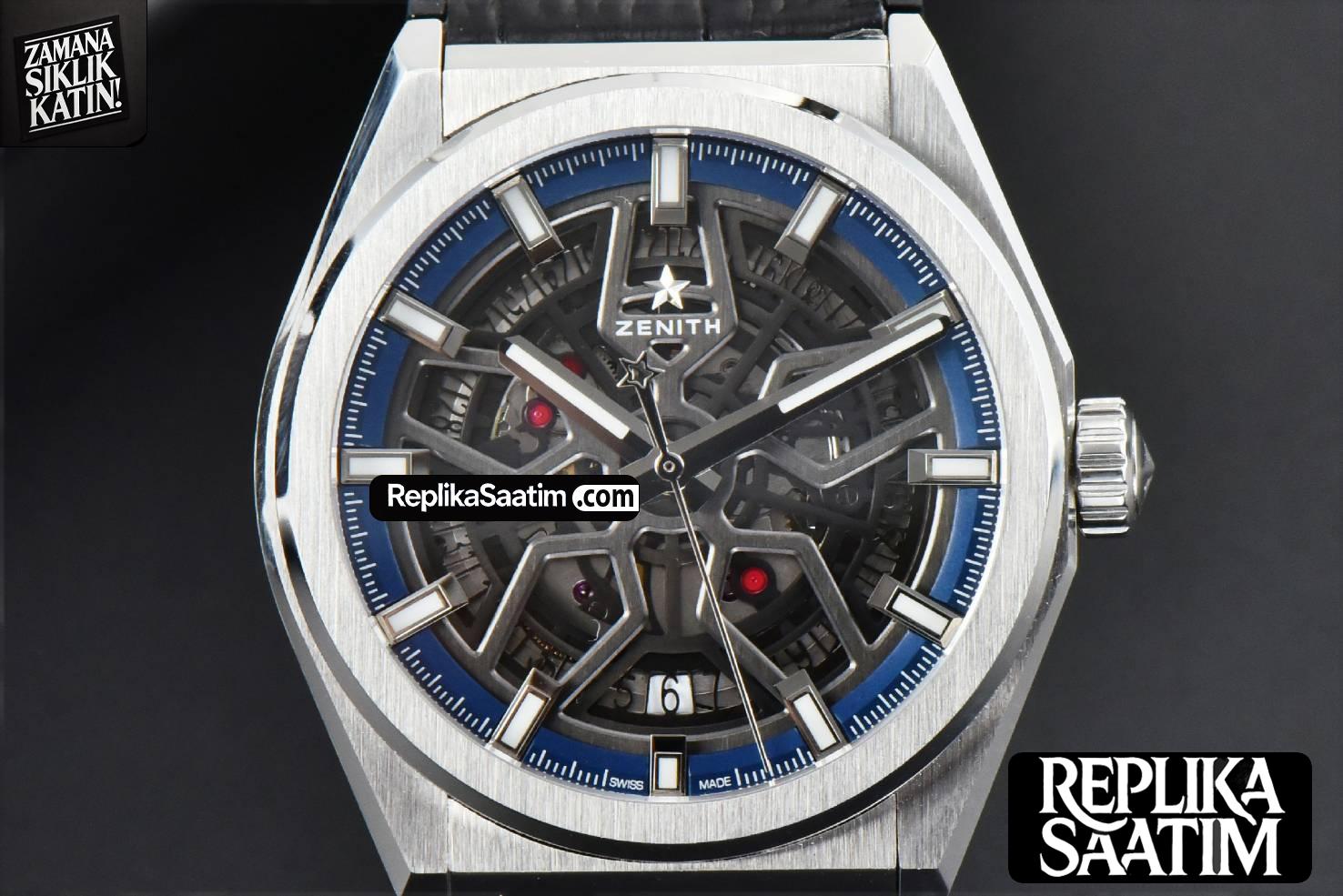 Defy Classic LF 41MM Skeleton Blue Dial Blue Gummy Strap A2892 -01