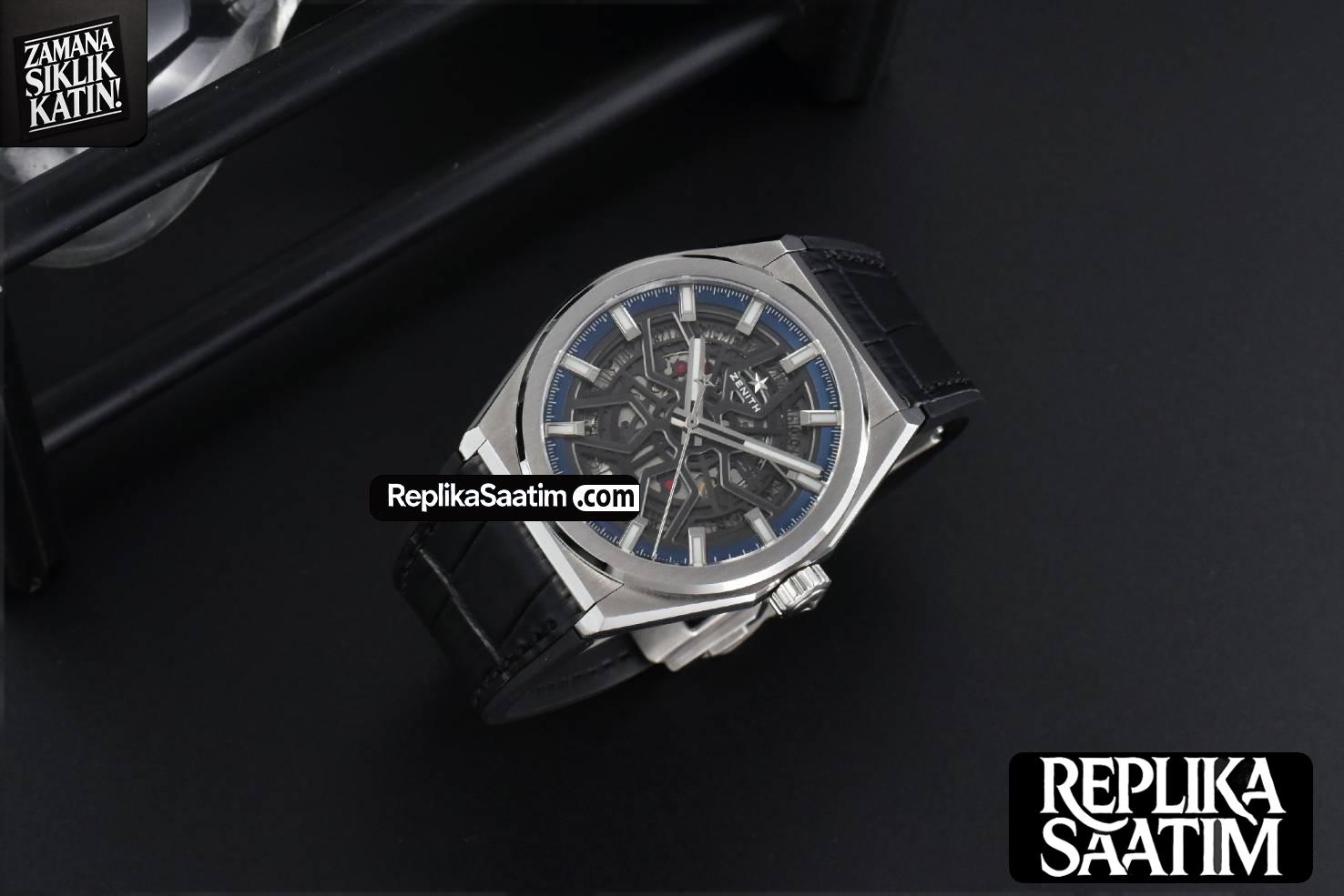 Defy Classic LF 41MM Skeleton Blue Dial Blue Gummy Strap A2892 -22