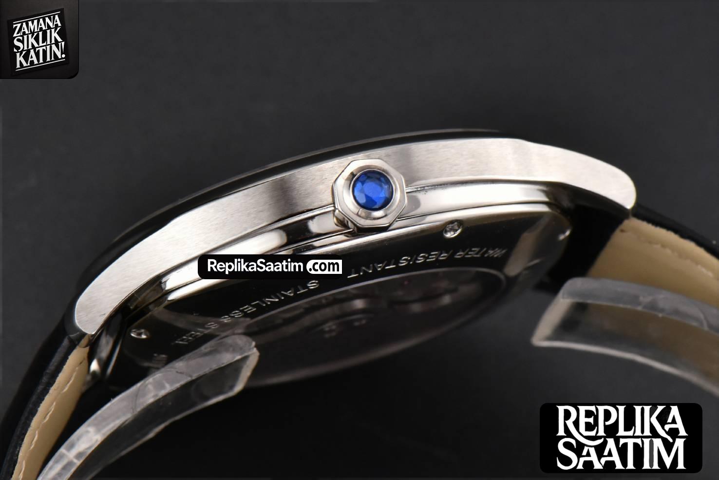 Drive De Cartier 40mm APSF Black Dial Black Leather Strap A23J -14