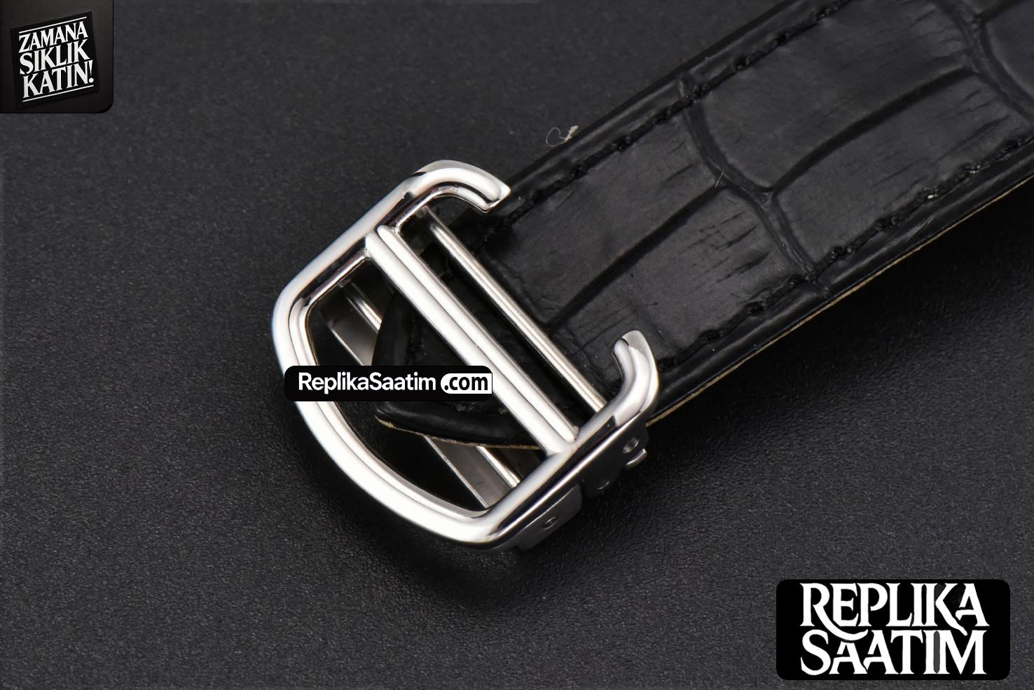 Drive De Cartier 40mm APSF Black Dial Black Leather Strap A23J -24