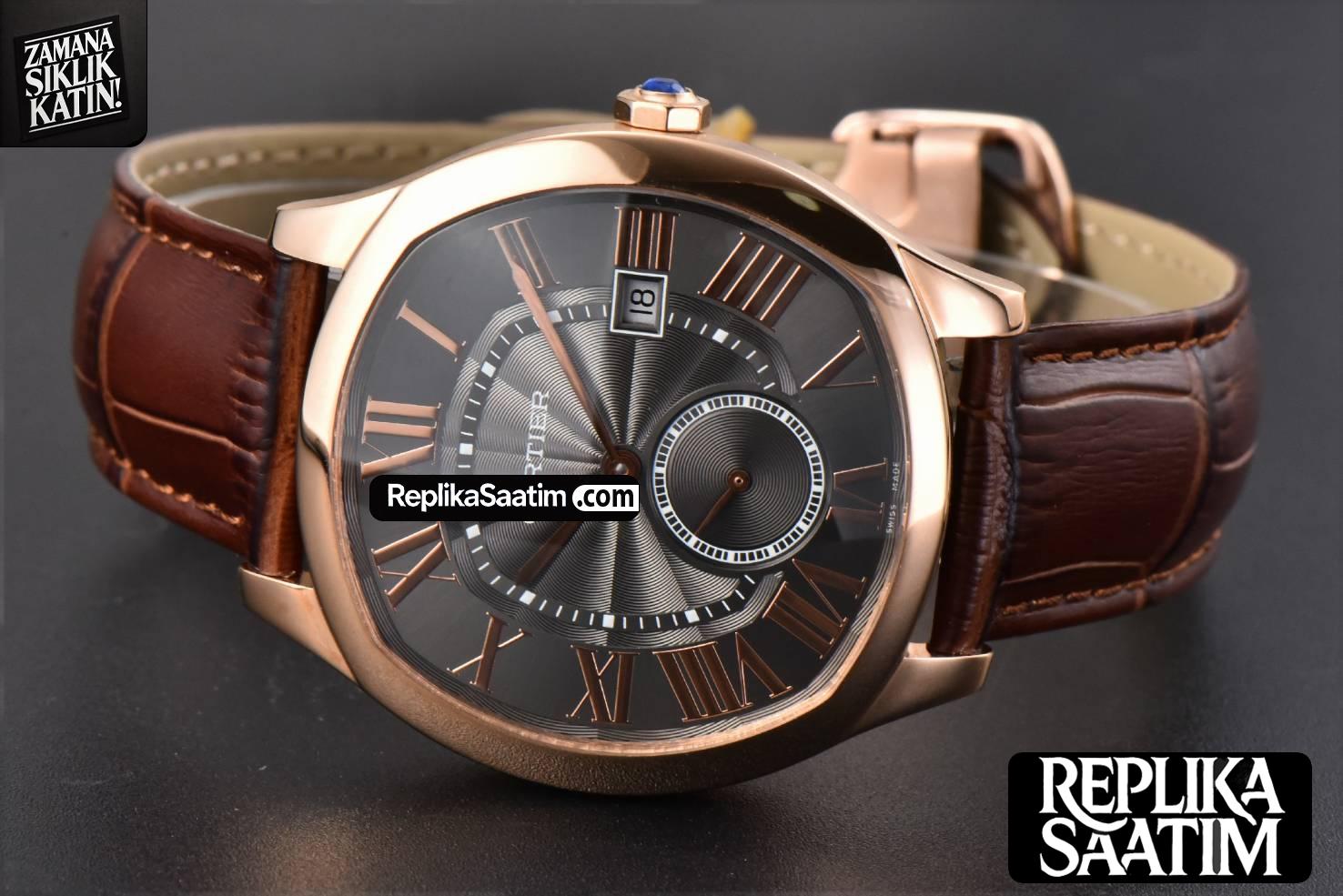 Drive De Cartier RG 40mm APS Gray Dial Brown Leather Strap A23J -12