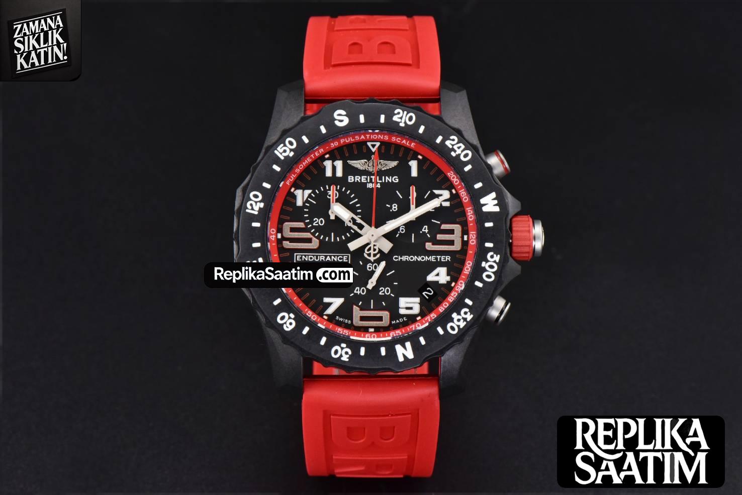 Endurance Pro 44mm OF Red Chronometer Dial Red Rubber Strap Swiss Quartz -02