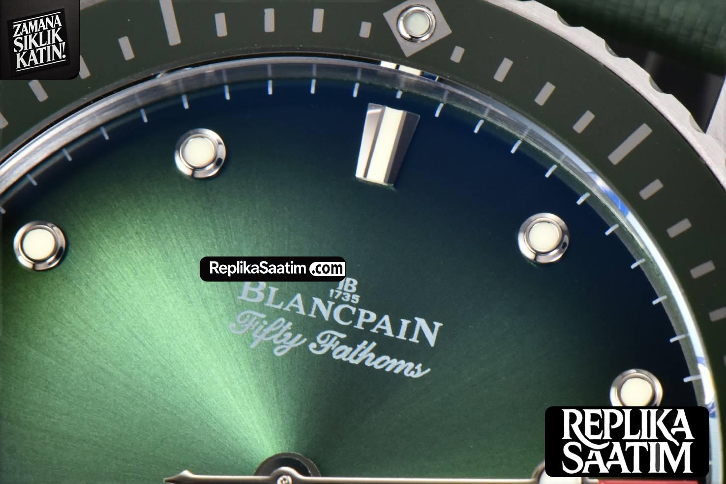 Fifty Fathoms Bathyscaphe 43mm GF Ceramic Green Dial Green Sail-Canvas Strap A1315 -04