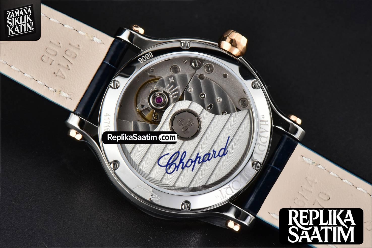 Happy Sport Automatic RG/SS 33mm HWF White Dial Blue Leather Starp A2892 -21