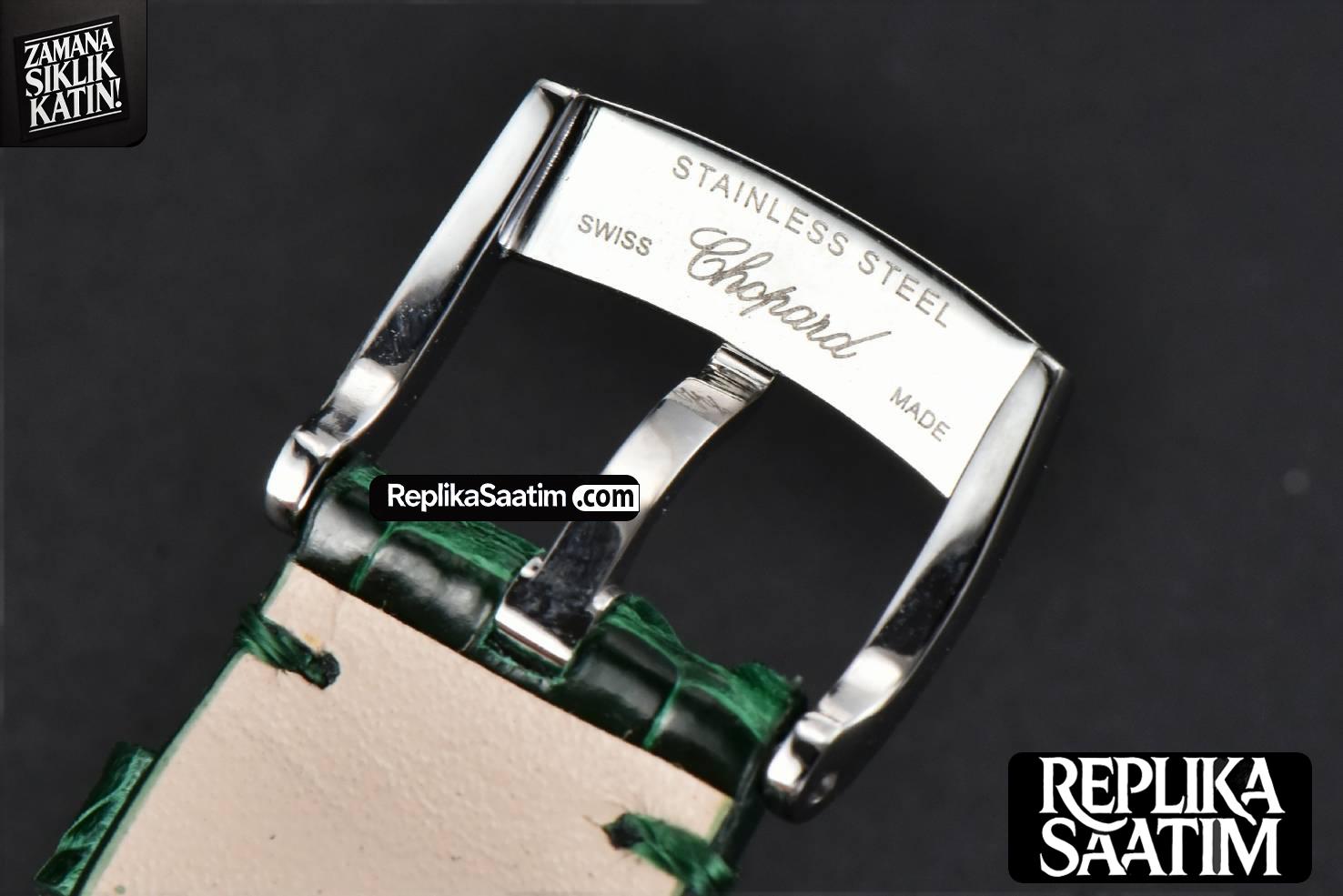Happy Sport Automatic RG/SS 33mm HWF White Dial Green Leather Starp A2892 -15