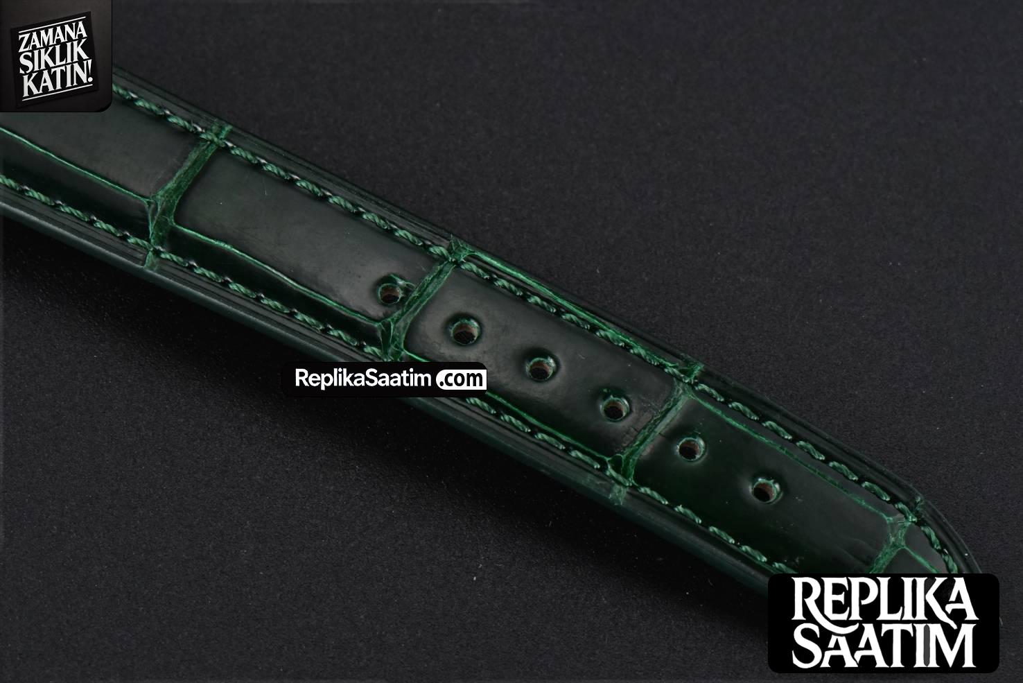 Happy Sport Automatic RG/SS 33mm HWF White Dial Green Leather Starp A2892 -19