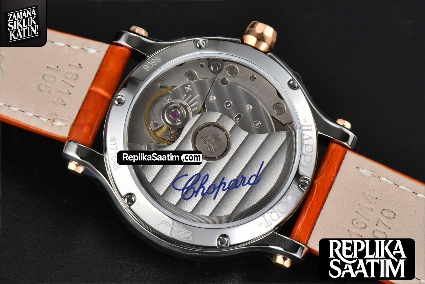Happy Sport Automatic RG/SS 33mm HWF White Dial Orange Leather Starp A2892 -21