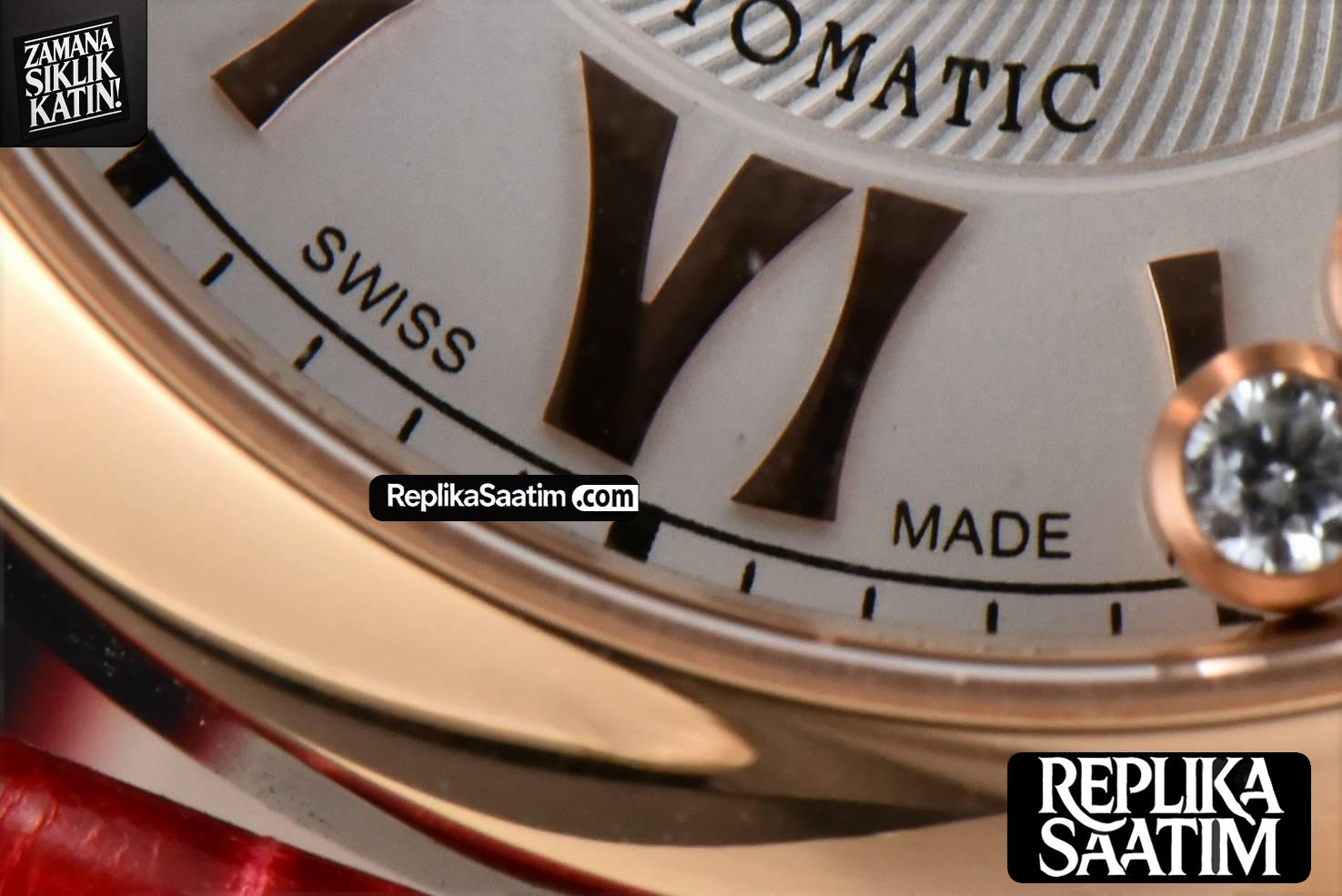 Happy Sport Automatic RG/SS 33mm HWF White Dial Red Leather Starp A2892 -08