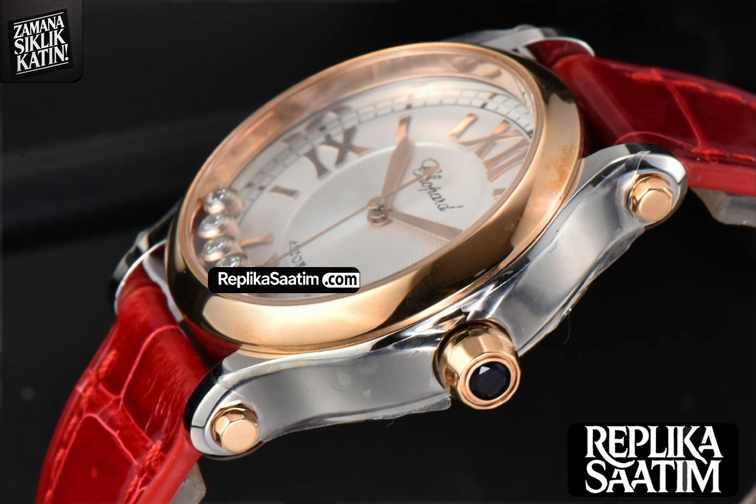 Happy Sport Automatic RG/SS 33mm HWF White Dial Red Leather Starp A2892 -09