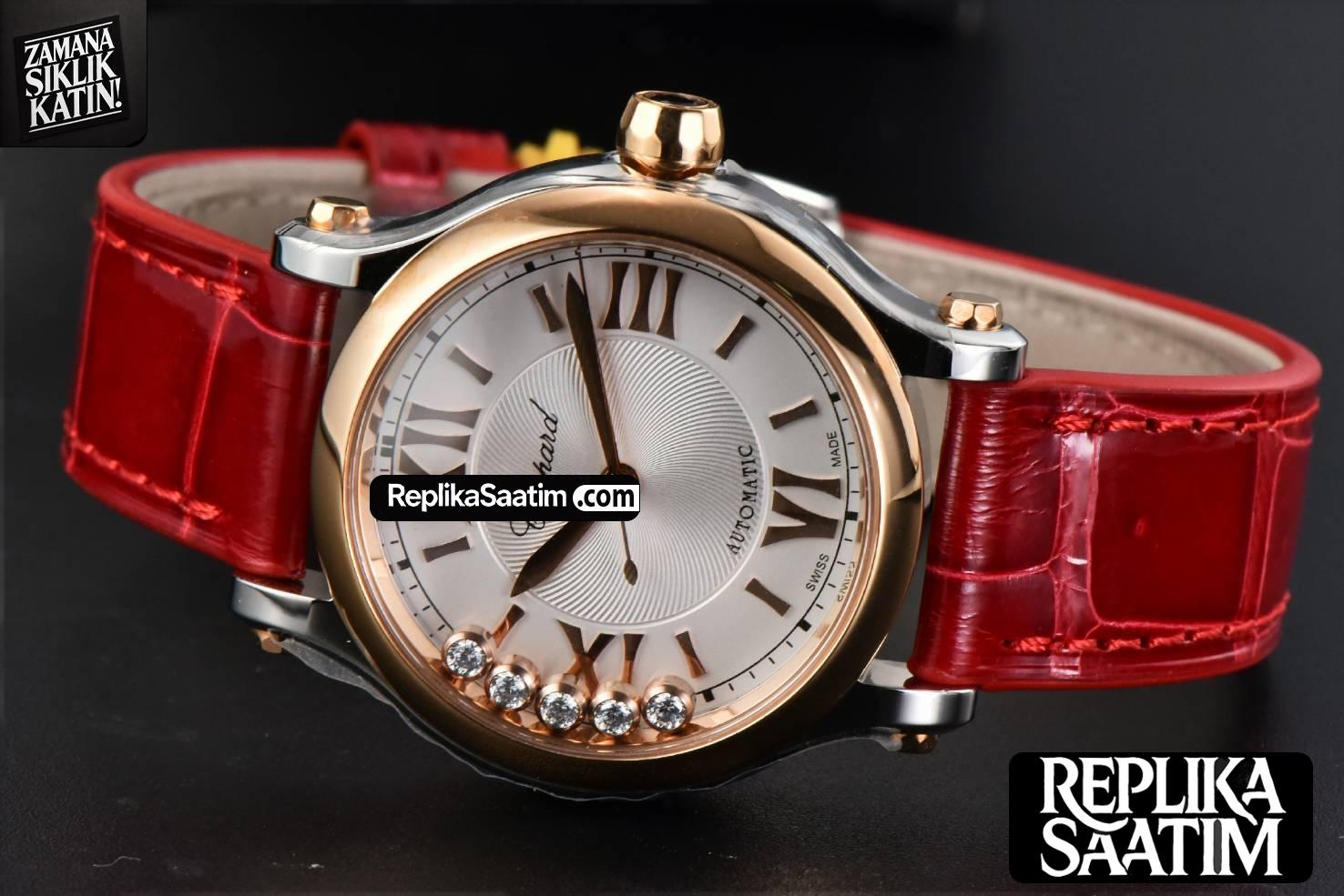 Happy Sport Automatic RG/SS 33mm HWF White Dial Red Leather Starp A2892 -12