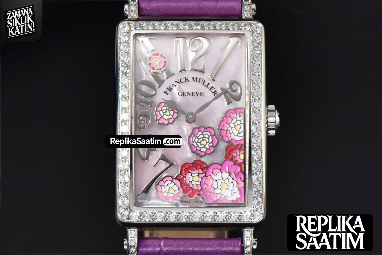 Long Island Ladies 26mm ZF Diamond MOP Dial Purple Leather Strap Swiss Ronda Quartz -01