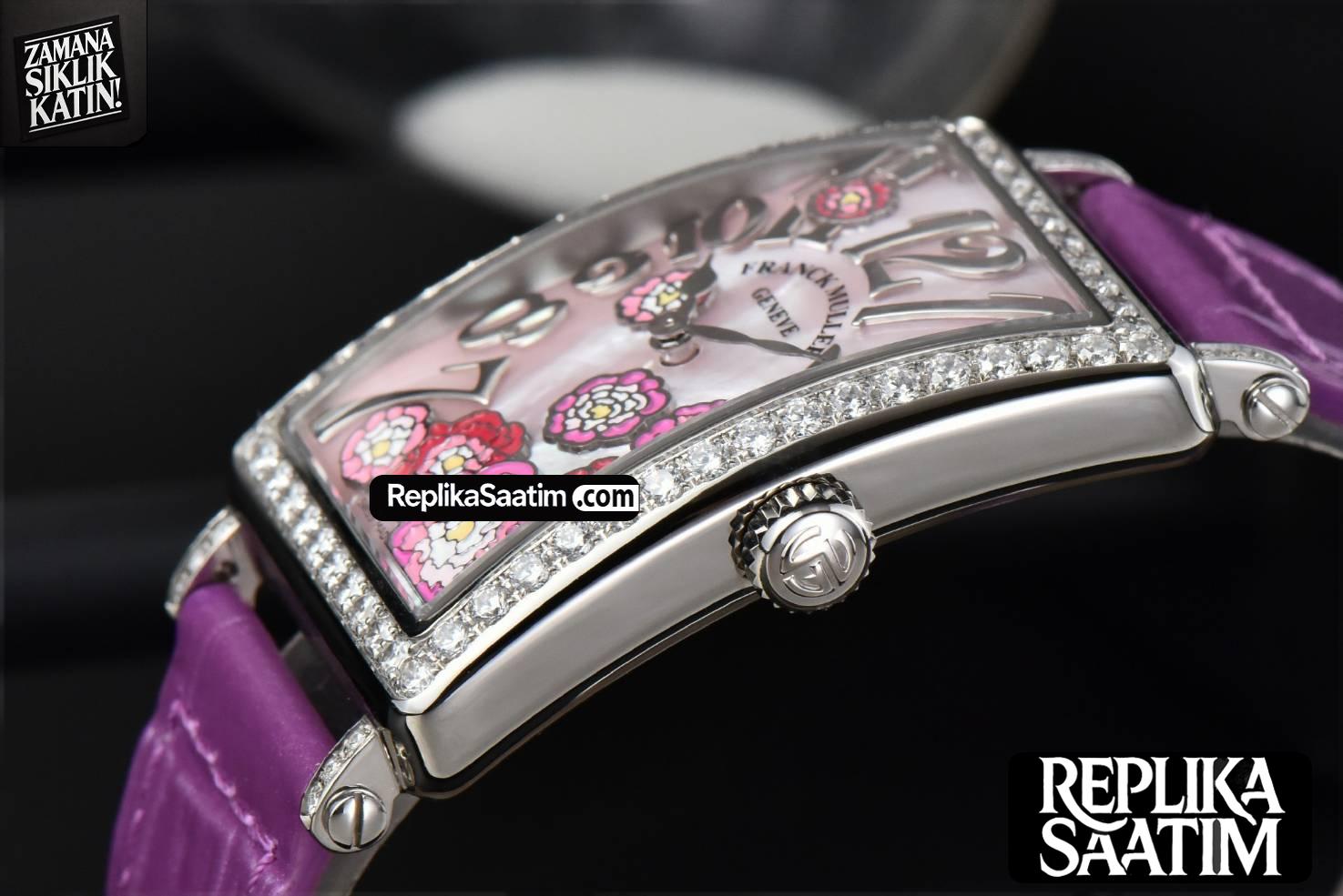 Long Island Ladies 26mm ZF Diamond MOP Dial Purple Leather Strap Swiss Ronda Quartz -08