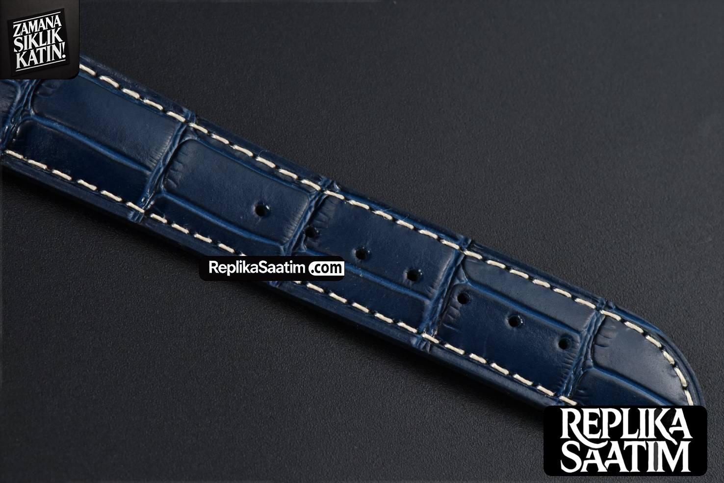 Longines Master Moonphase 40MM GF Blue Dial Diamond Marker Blue Leather Strap A899 -17