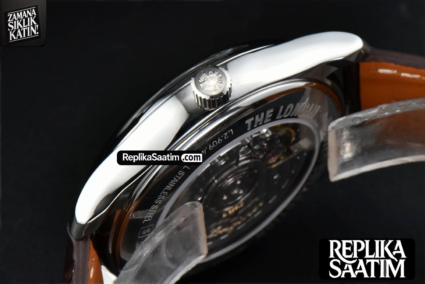 Longines Master Moonphase 40MM GF White Dial Digital Marker Brown Leather Strap A899 -12