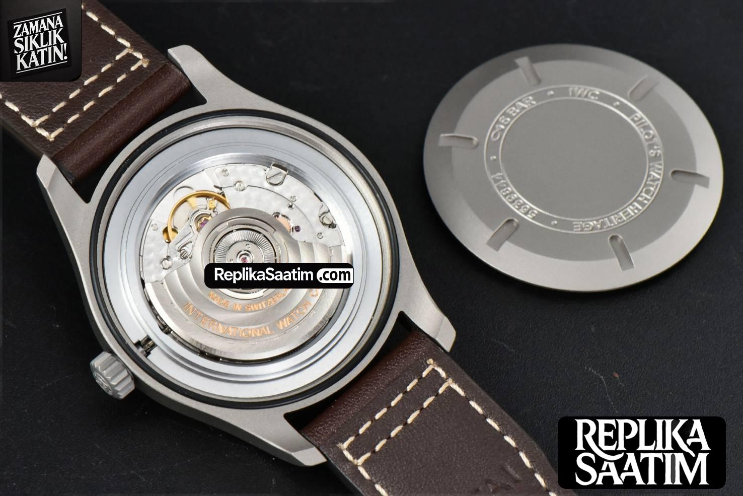 Mark XVIII IW327006 Titanium 40mm V7F Black Dial Brown Leather Strap A2892 -21