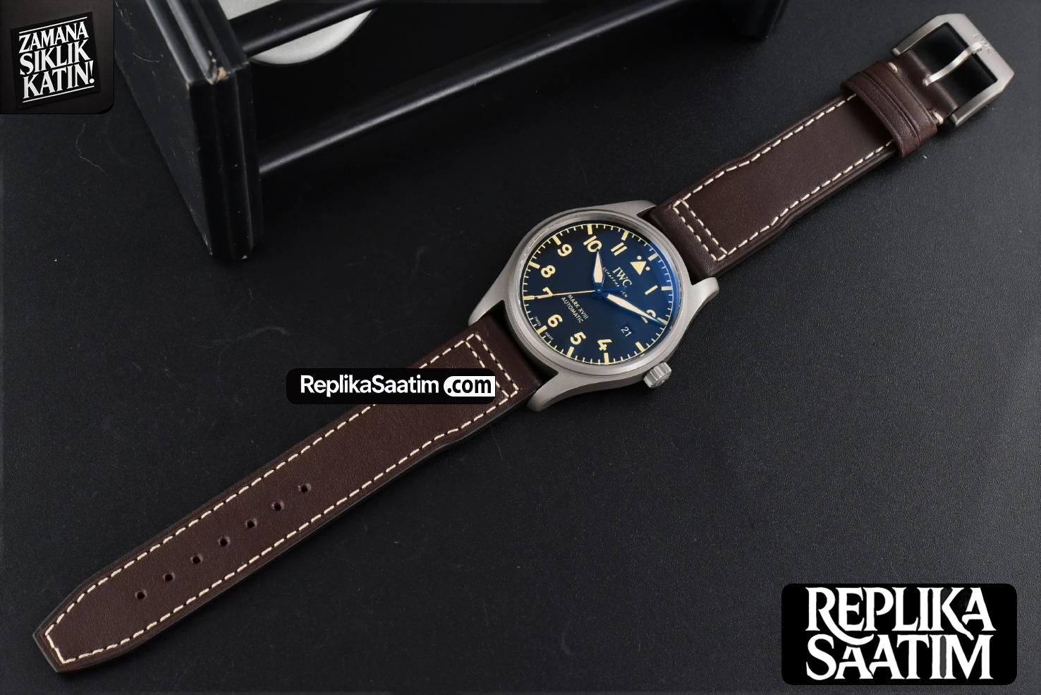 Mark XVIII IW327006 Titanium 40mm V7F Black Dial Brown Leather Strap A2892 -27