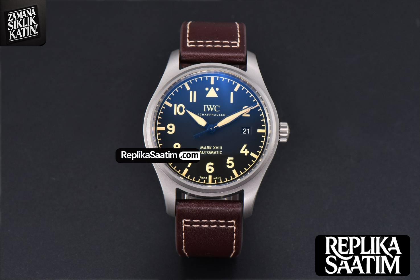 Mark XVIII IWC327006 V7F 40MM Black Dial Brown Leather Strap V7F A2892 -02