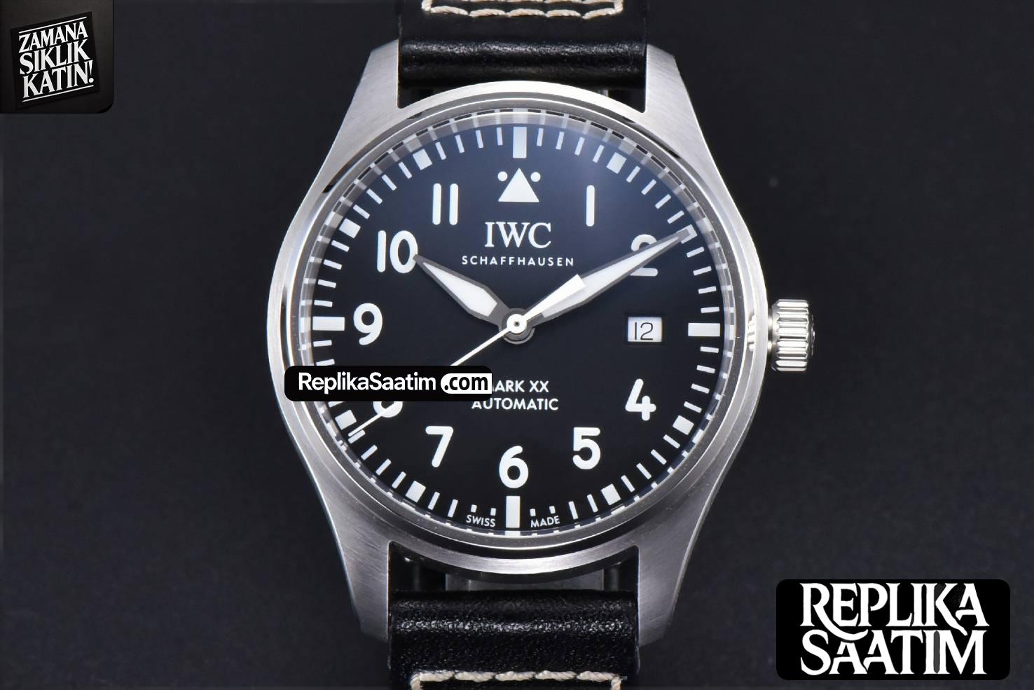 Mark XX IWC328201 40mm GSF Black Dial Black Leather Strap A2892 -14