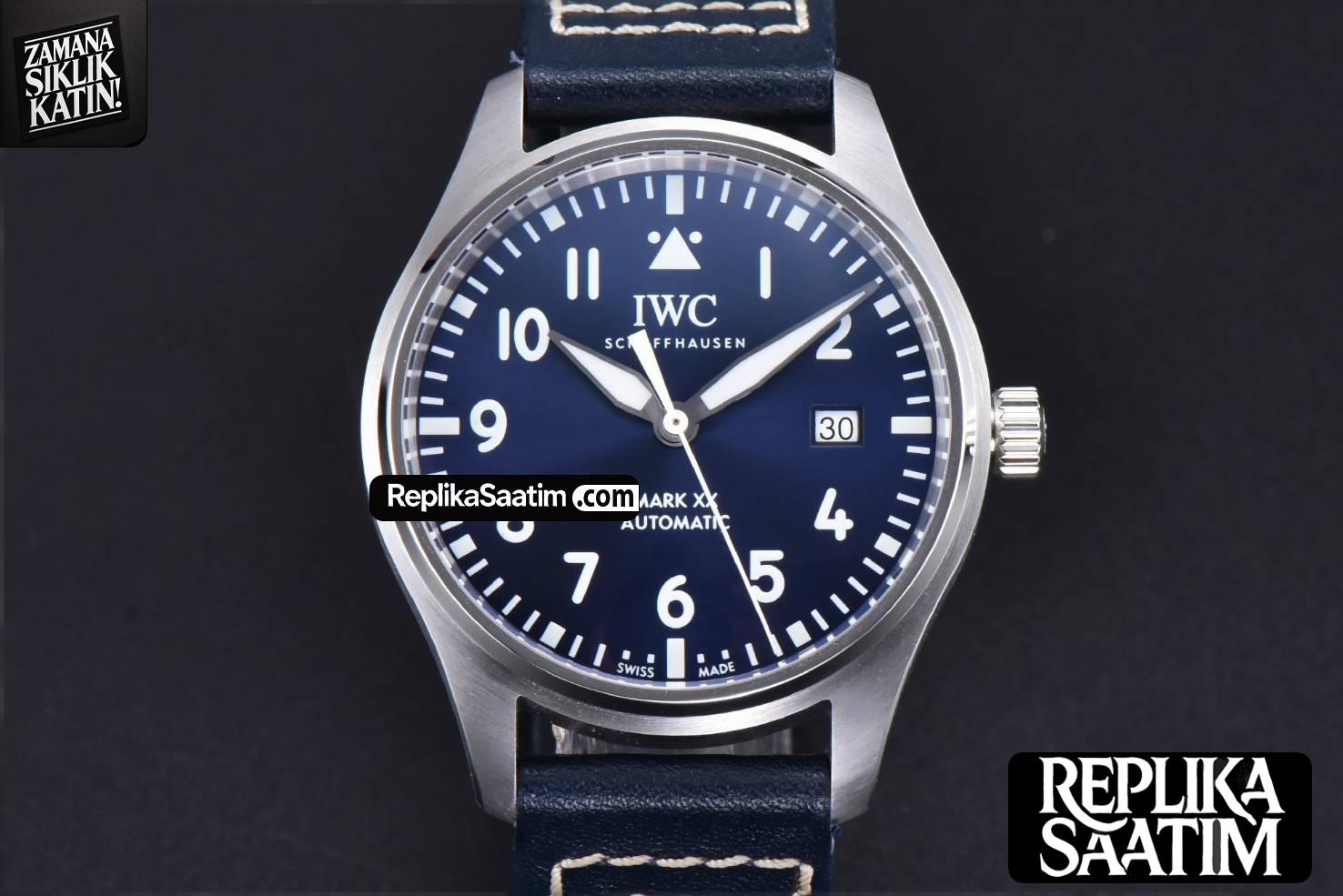 Mark XX IWC328203 40mm GSF Blue Dial Blue Leather Strap A2892 -14