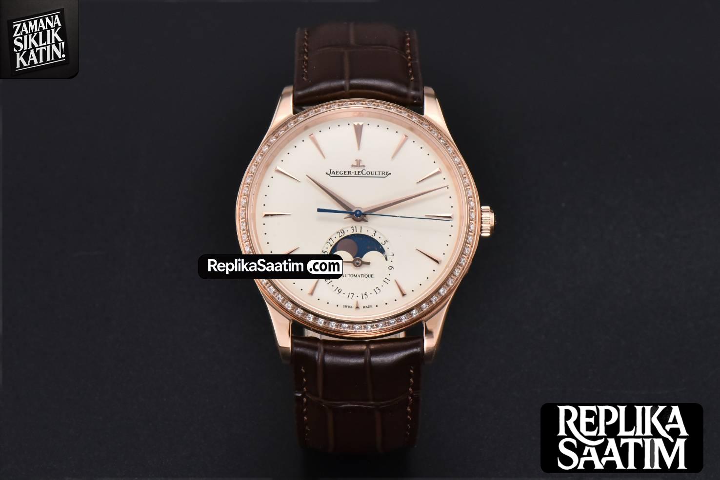 Master Ultra Thin Moonphase 1362501 APSF 39MM RG Diamond White Dial Brown Leather Strap SA925 -01