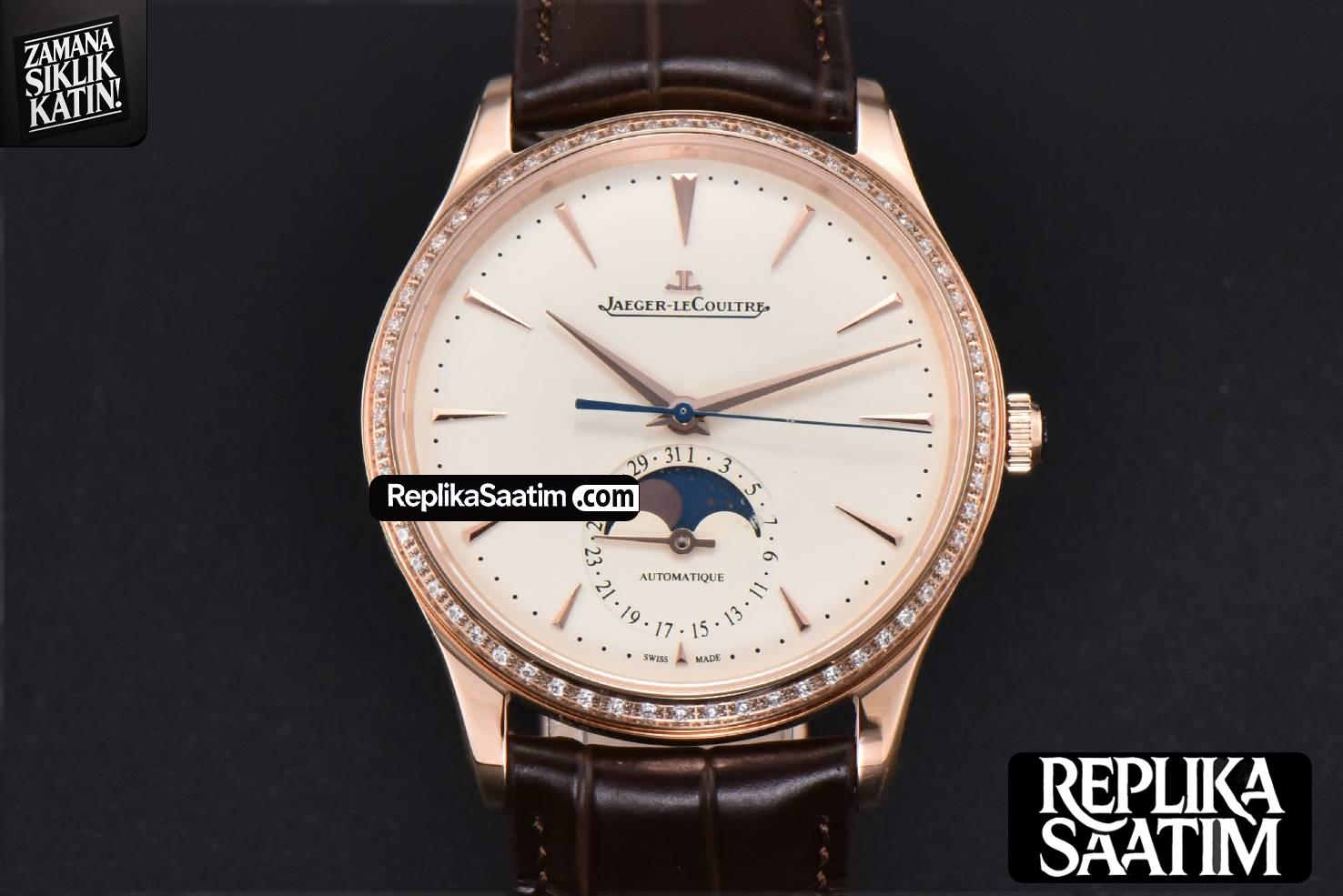 Master Ultra Thin Moonphase 1362501 APSF 39MM RG Diamond White Dial Brown Leather Strap SA925 -02