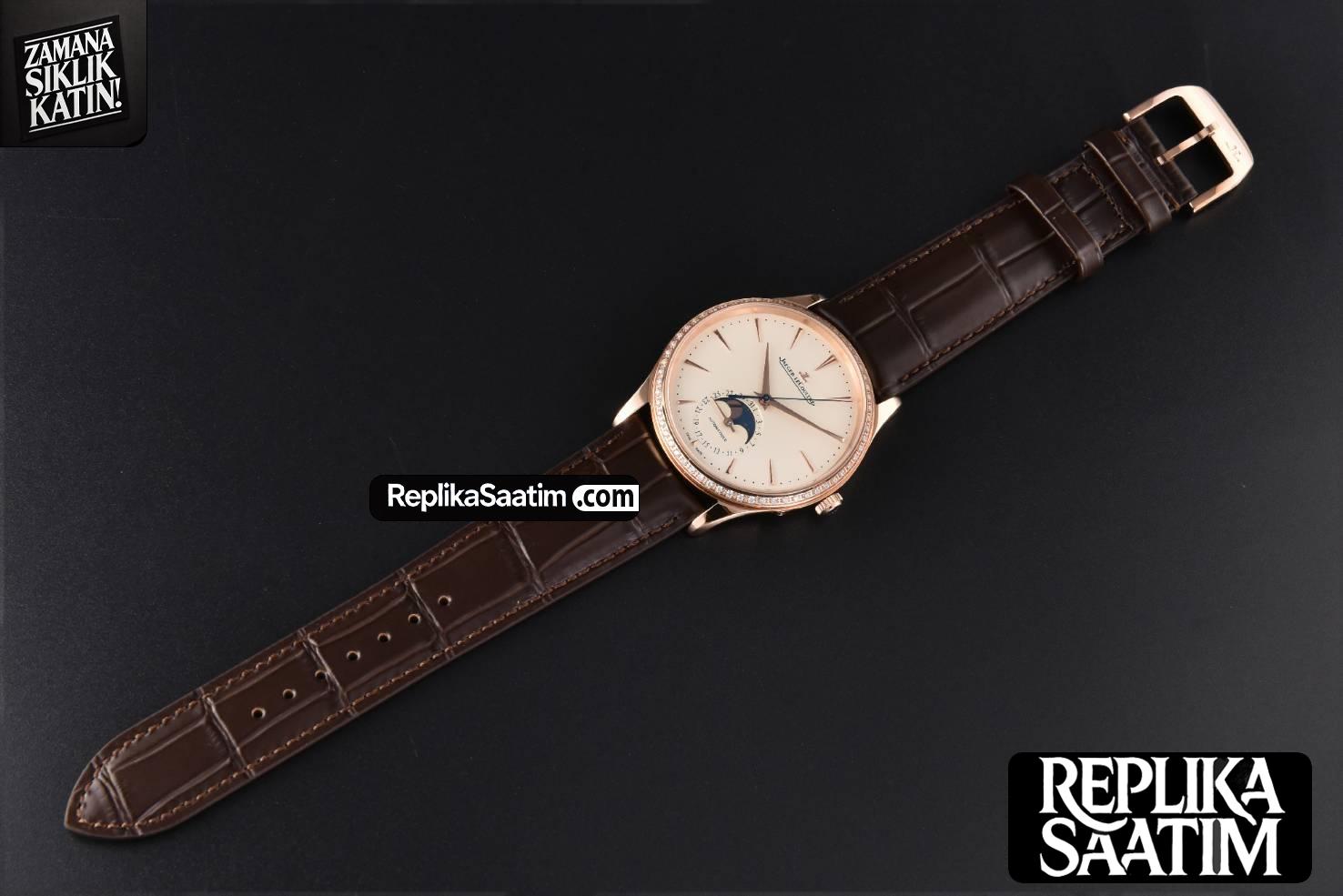 Master Ultra Thin Moonphase 1362501 APSF 39MM RG Diamond White Dial Brown Leather Strap SA925 -03