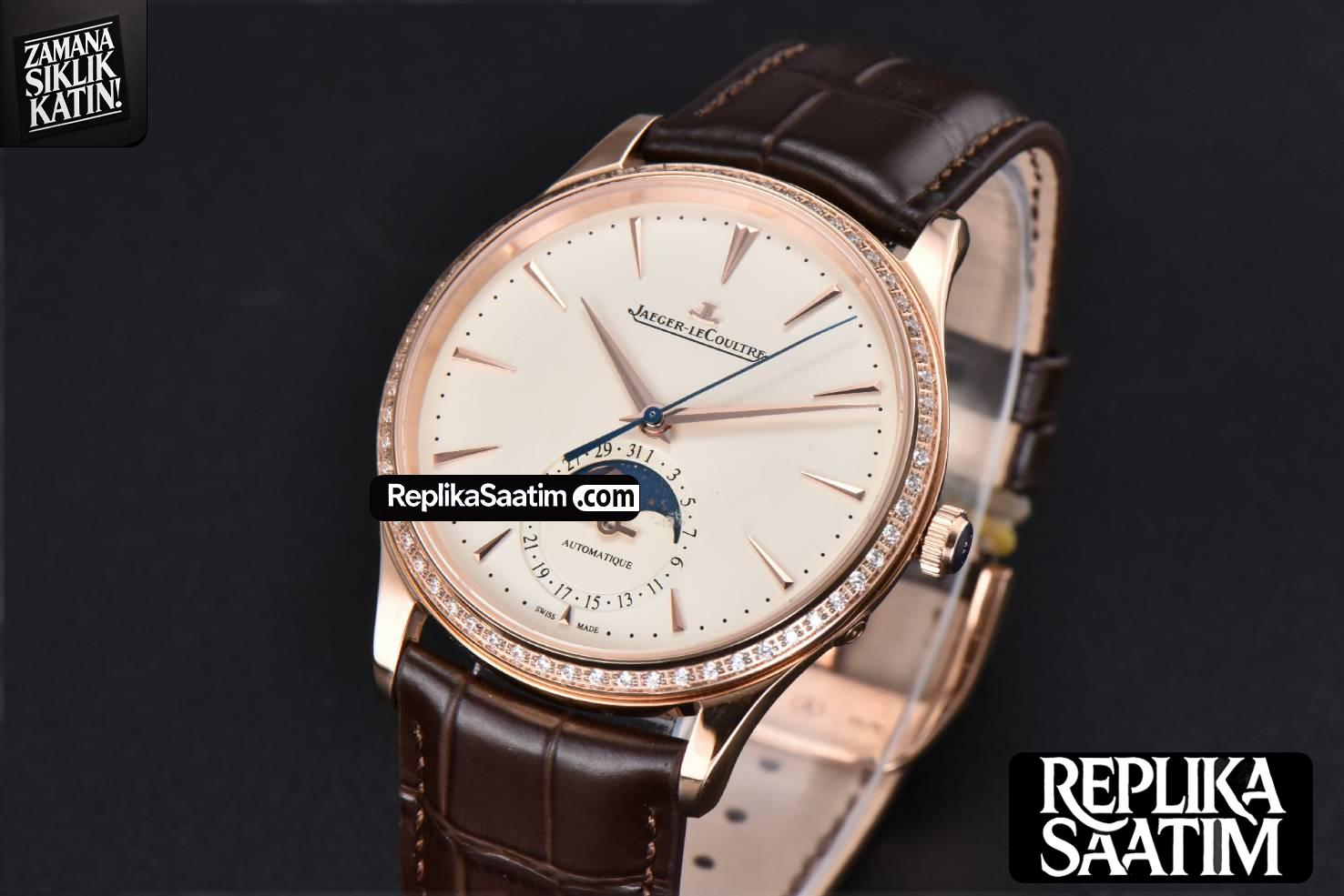 Master Ultra Thin Moonphase 1362501 APSF 39MM RG Diamond White Dial Brown Leather Strap SA925 -04
