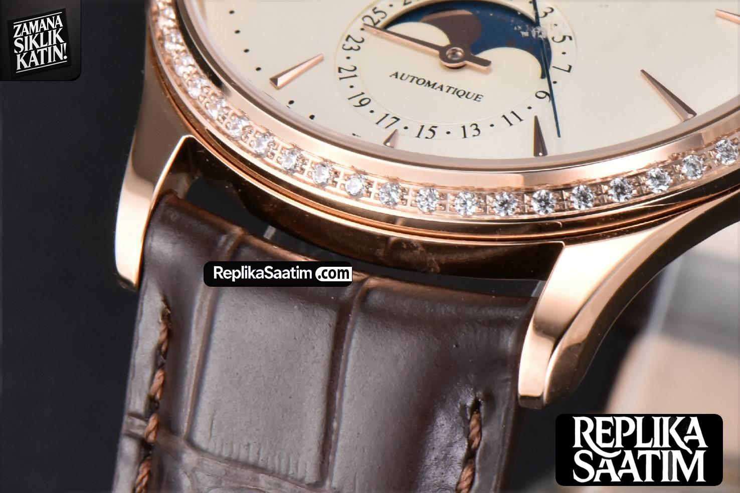 Master Ultra Thin Moonphase 1362501 APSF 39MM RG Diamond White Dial Brown Leather Strap SA925 -09