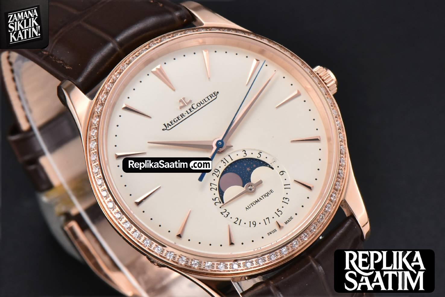Master Ultra Thin Moonphase 1362501 APSF 39MM RG Diamond White Dial Brown Leather Strap SA925 -11