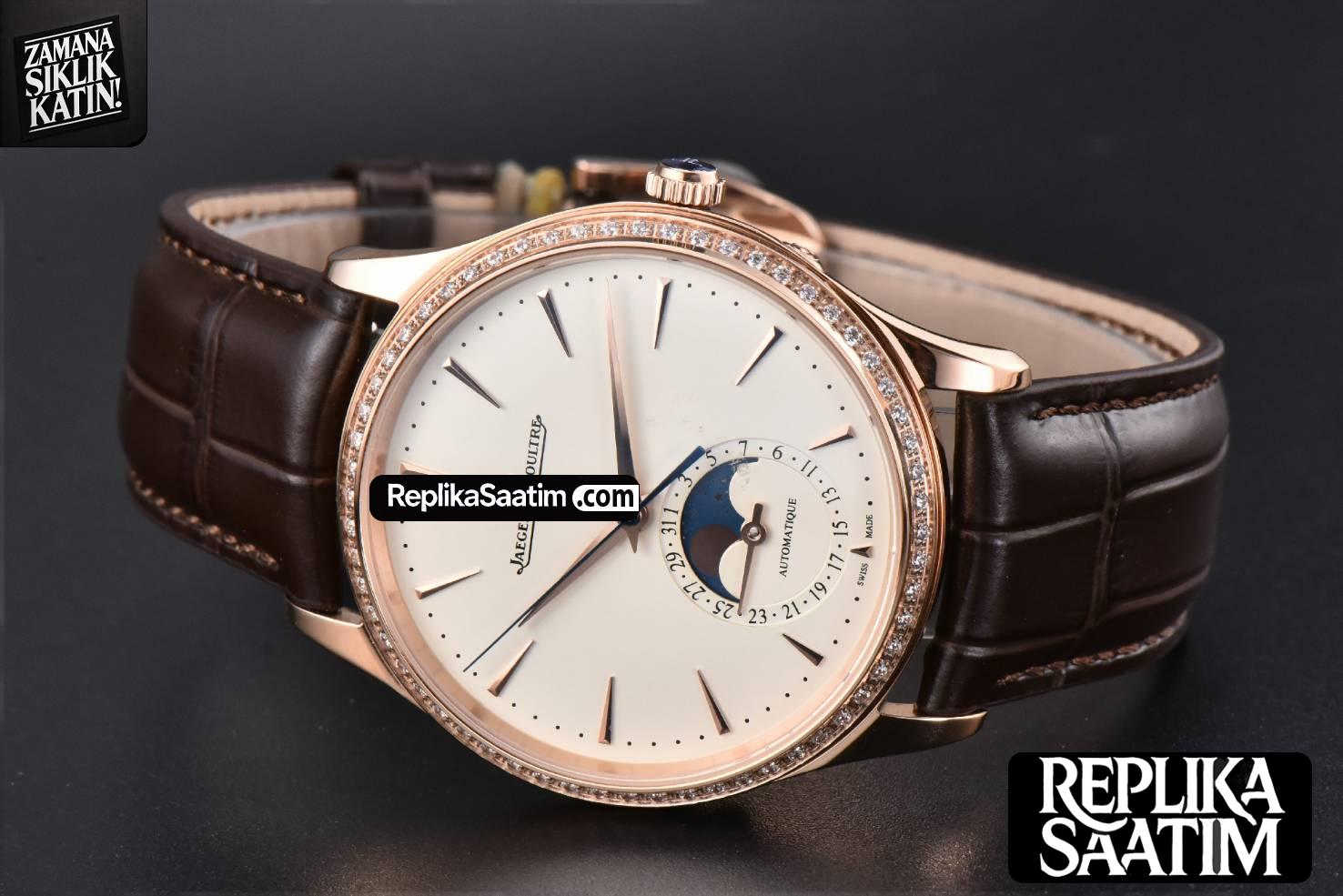 Master Ultra Thin Moonphase 1362501 APSF 39MM RG Diamond White Dial Brown Leather Strap SA925 -12