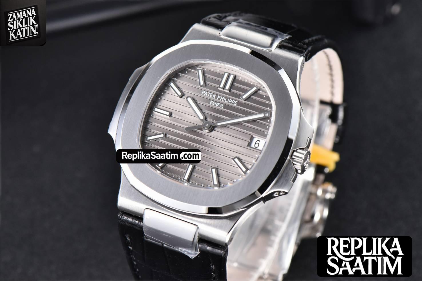 Nautilus 5711 40MM 3KF Gray Dial Black Leather Strap A324 V3 -08