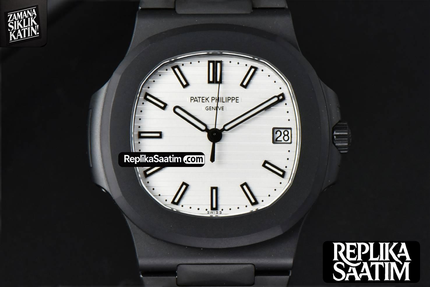 Nautilus 5711 PVD All Black PPF 40MM White Textured Dial PVD Bracelet 324CS V4 -01