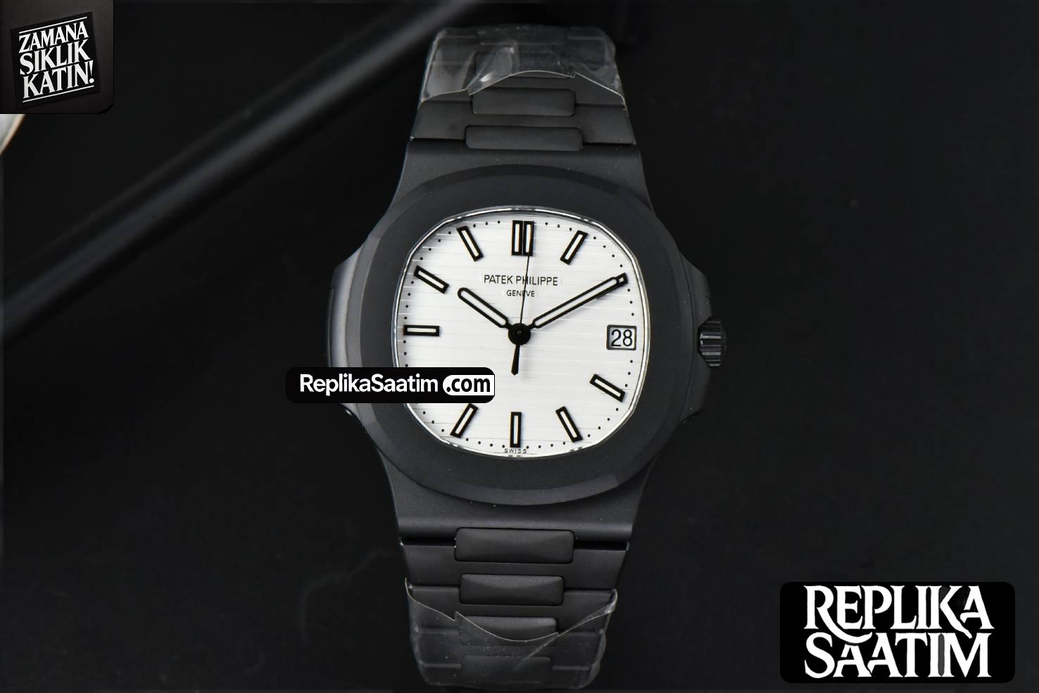 Nautilus 5711 PVD All Black PPF 40MM White Textured Dial PVD Bracelet 324CS V4 -02