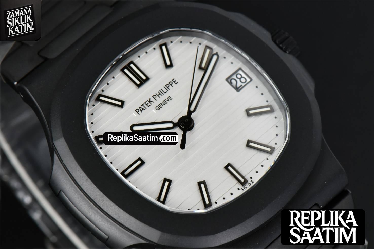 Nautilus 5711 PVD All Black PPF 40MM White Textured Dial PVD Bracelet 324CS V4 -08