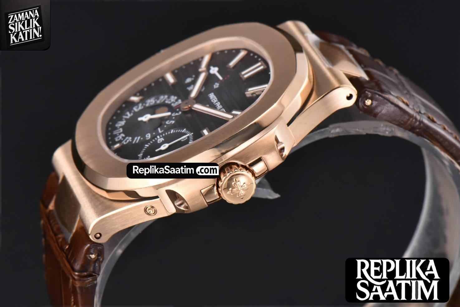Nautilus 5712/R 41mm PPF RG Brown Dial Brown Leather Strap A240 Super Clone V2 -10