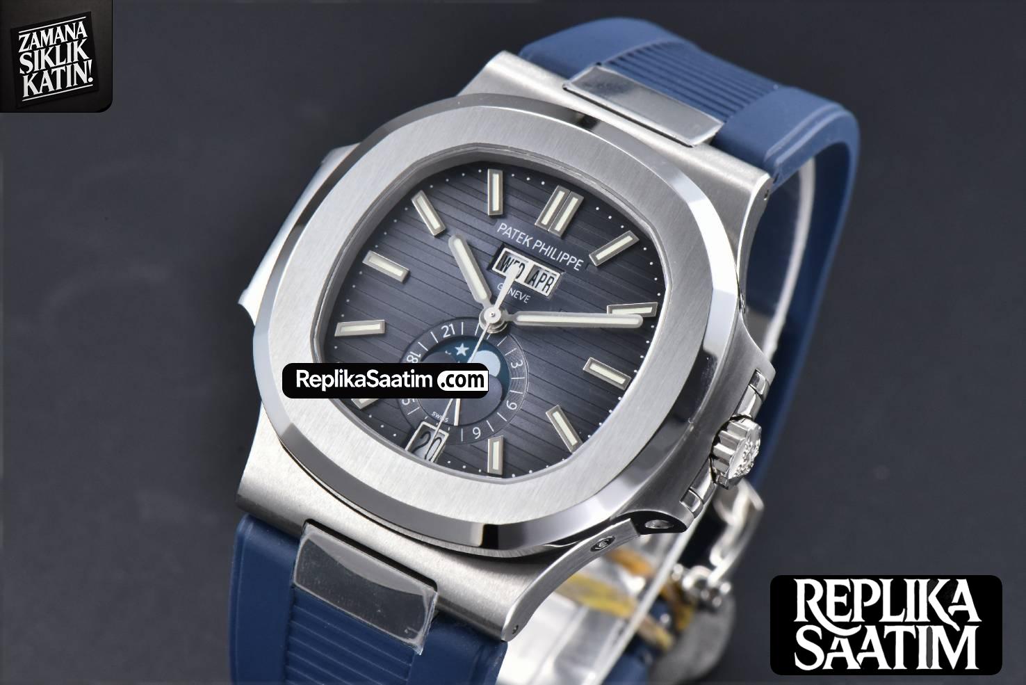 Nautilus 5726 Full Function PPF 40.5MM Blue Dial Blue Rubber Strap A324 -03