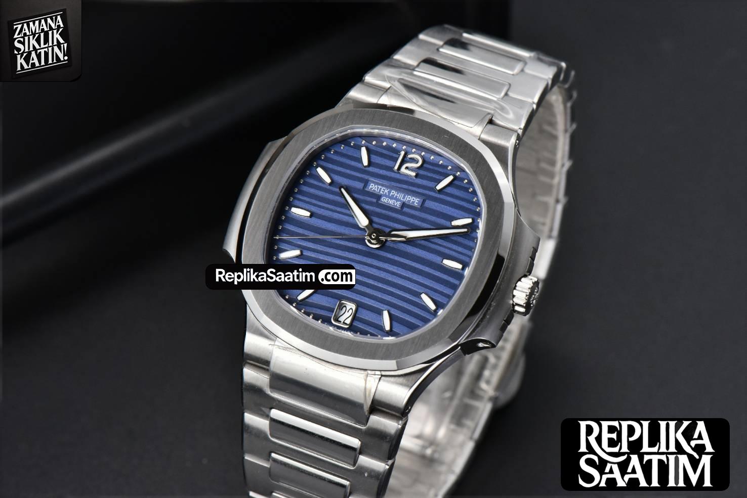 Nautilus 7118 Ladies 3KF 35MM Blue Dial SS Bracelet A324 -04