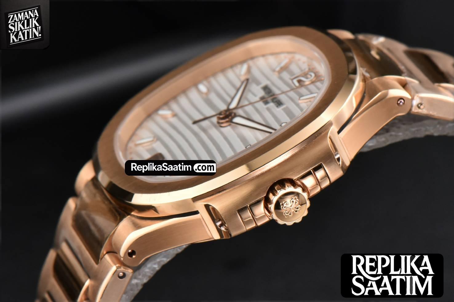 Nautilus 7118 Ladies 3KF 35MM RG White Dial RG Bracelet 324CS -09