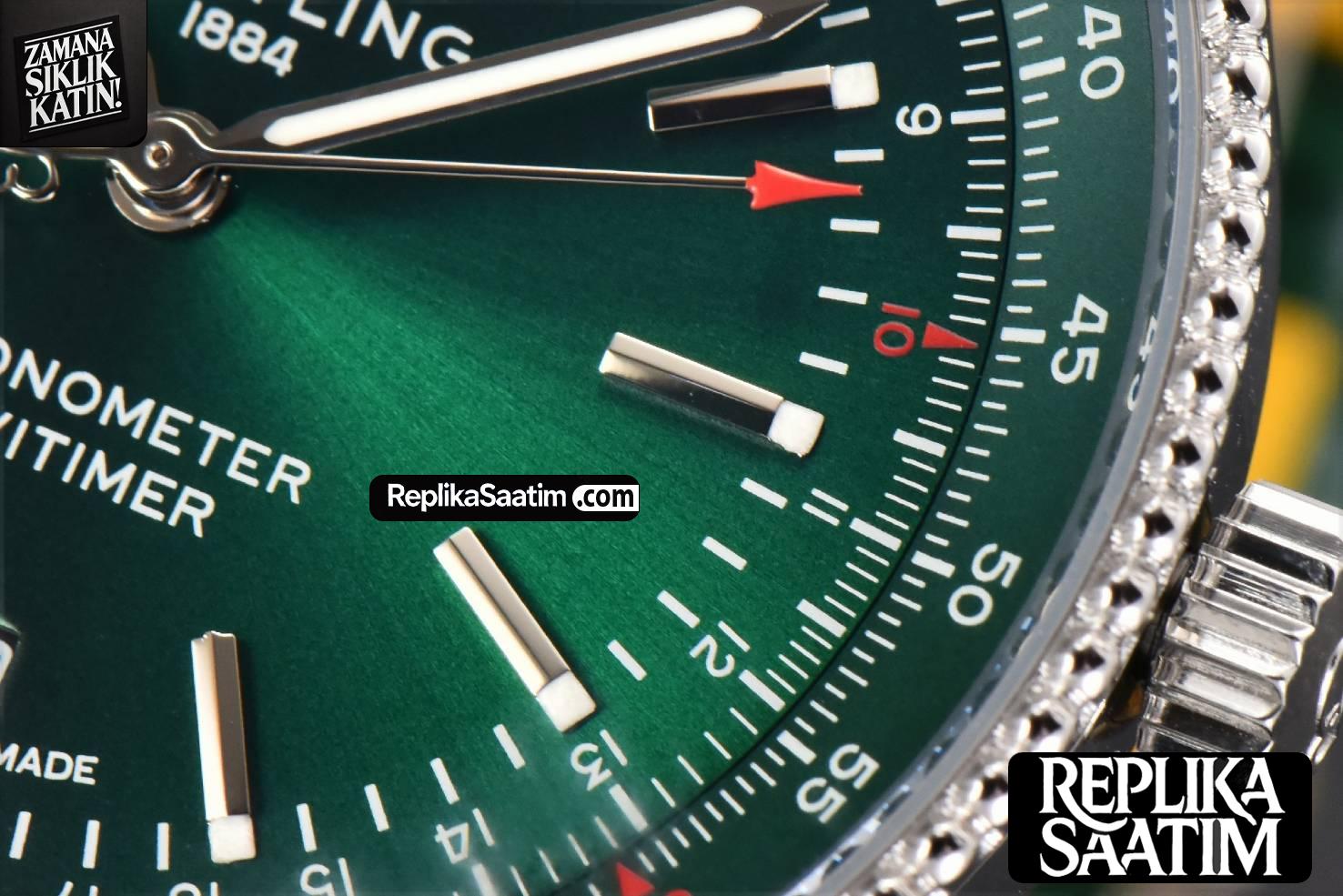 Navitimer 41mm TF Green Dial Green Leather Strap 2824 -08