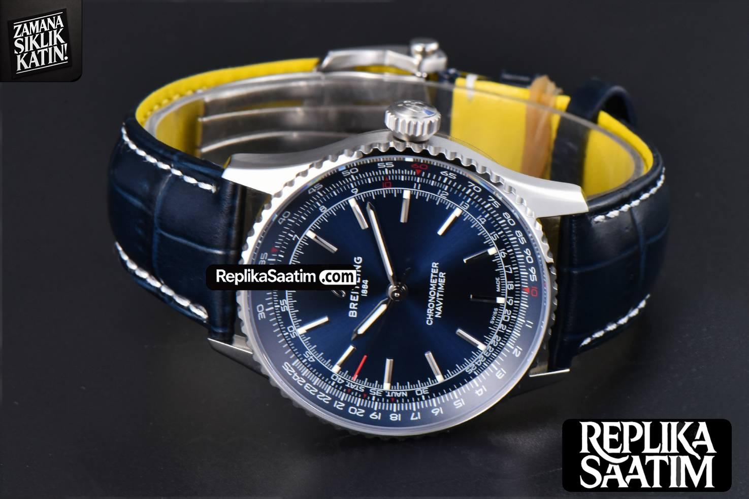 Navitimer Automatic 41mm SS BLSF Blue Dial on Blue Leather Strap A2824 -11