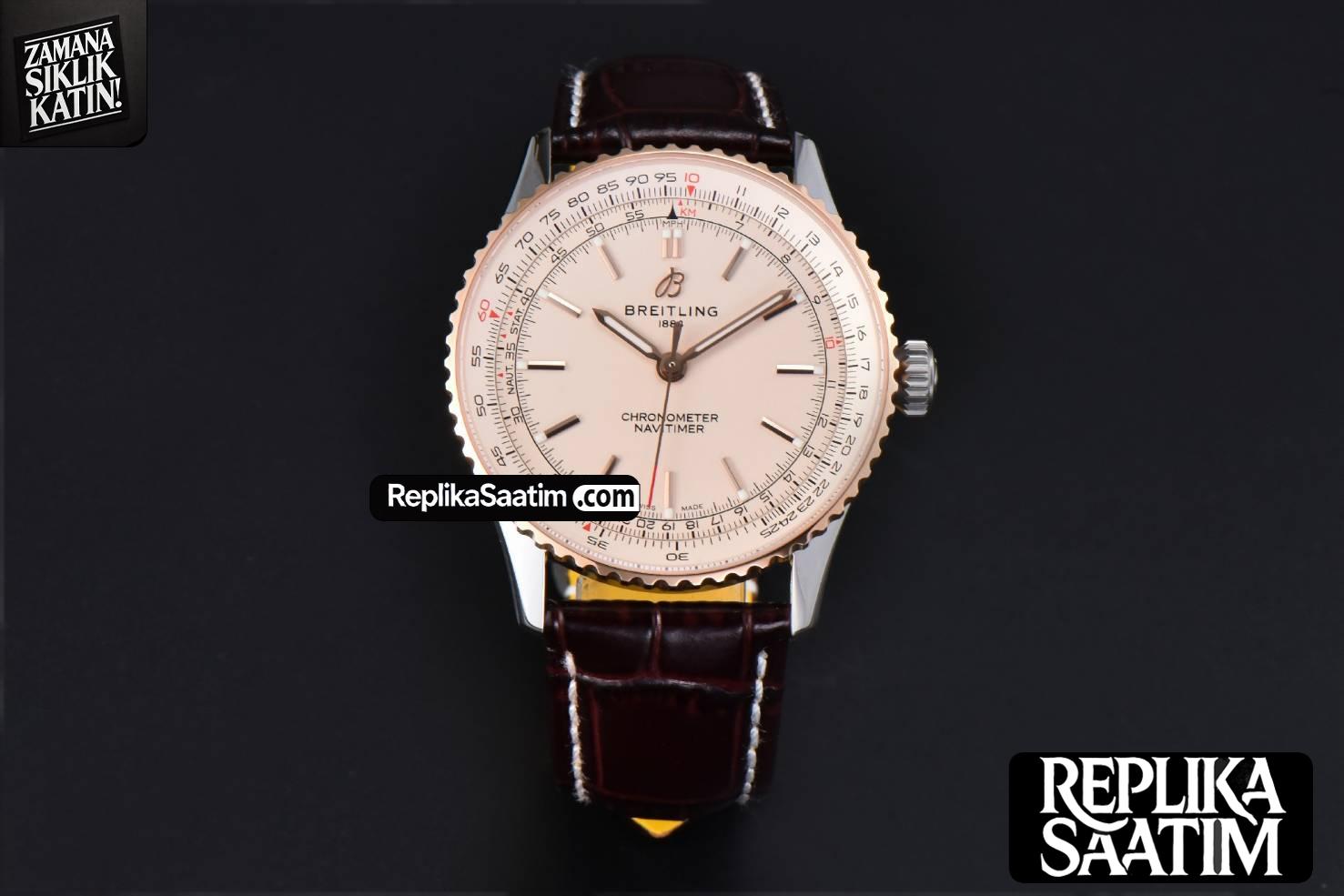 Navitimer Automatic 41mm SS/RG  BLSF Silver Dial on Brown Leather Strap A2824 -02